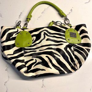 Dooney&Bourke zebra and bright green bag